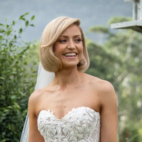 A bride in a white dress.